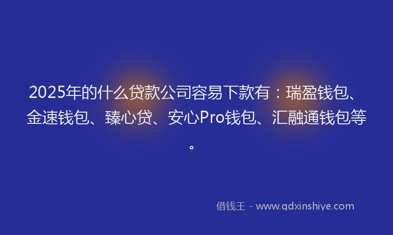 2025年的什么贷款公司容易下款有：瑞盈钱包、金速钱包、臻心贷、安心Pro钱包、汇融通钱包等。