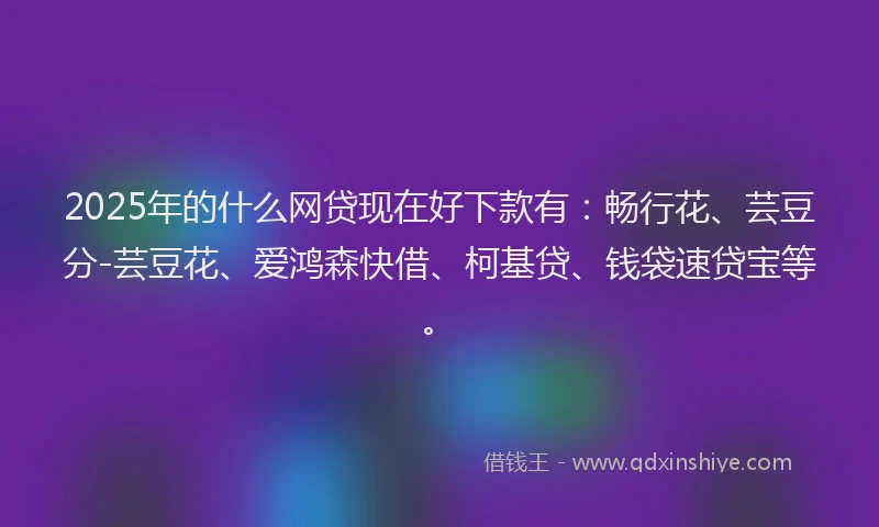 2025年的什么网贷现在好下款有：畅行花、芸豆分-芸豆花、爱鸿森快借、柯基贷、钱袋速贷宝等。