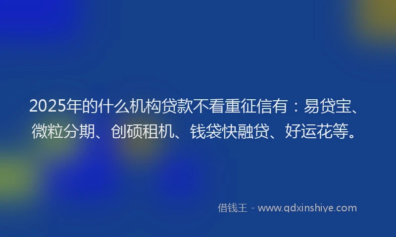 2025年的什么机构贷款不看重征信有：易贷宝、微粒分期、创硕租机、钱袋快融贷、好运花等。