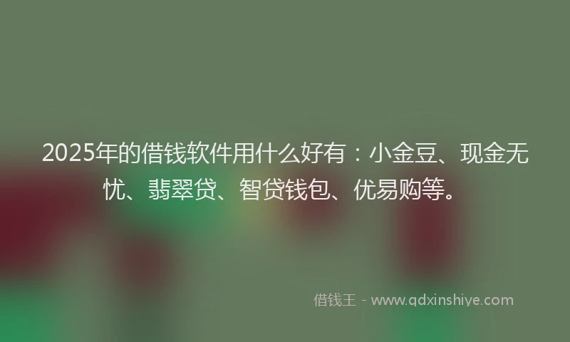 2025年的借钱软件用什么好有：小金豆、现金无忧、翡翠贷、智贷钱包、优易购等。