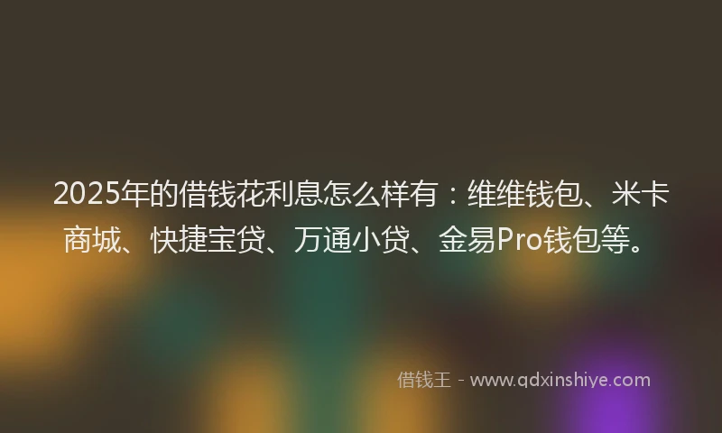 2025年的借钱花利息怎么样有:维维钱包、米卡商城、快捷宝贷、万通小贷、金易Pro钱包等。