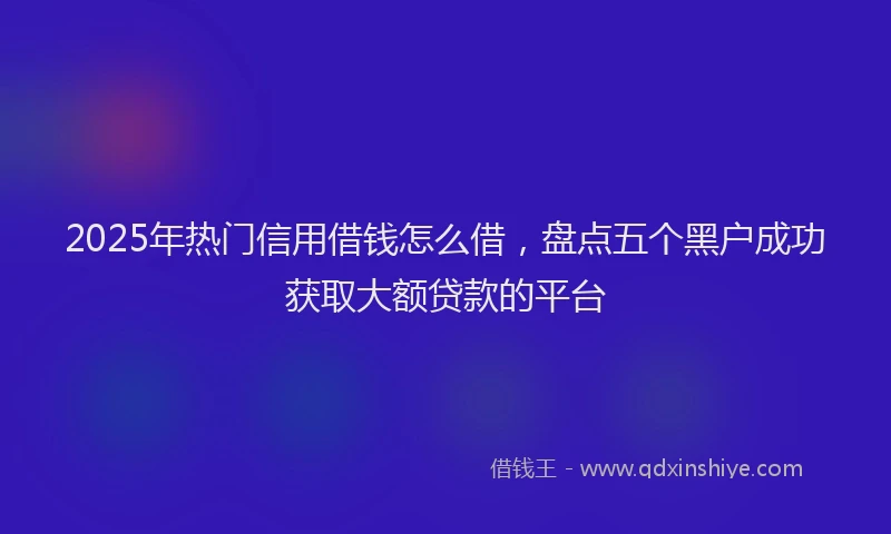 2025年热门信用借钱怎么借，盘点五个黑户成功获取大额贷款的平台