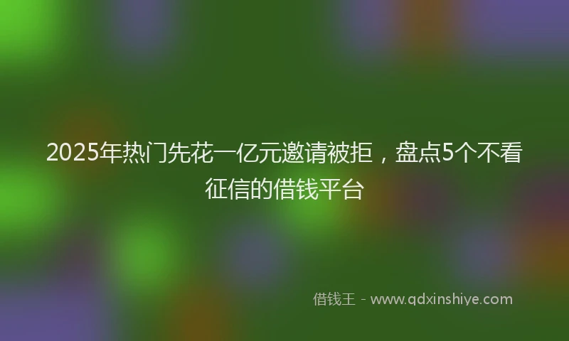 2025年热门先花一亿元邀请被拒，盘点5个不看征信的借钱平台