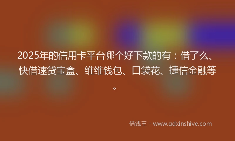 2025年的信用卡平台哪个好下款的有：借了么、快借速贷宝盒、维维钱包、口袋花、捷信金融等。