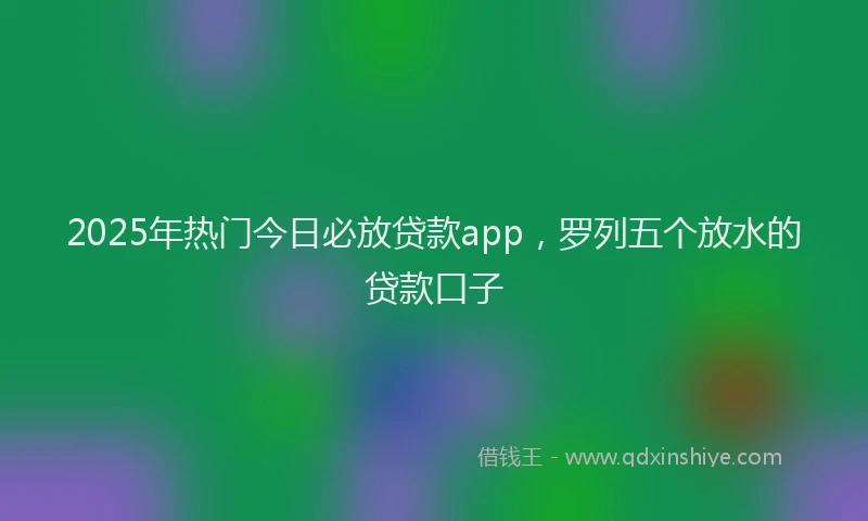 2025年热门今日必放贷款app，罗列五个放水的贷款口子