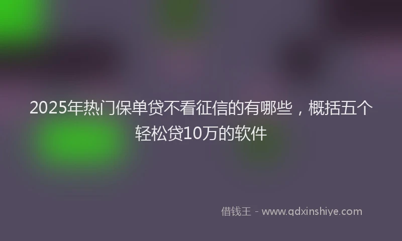 2025年热门保单贷不看征信的有哪些，概括五个轻松贷10万的软件
