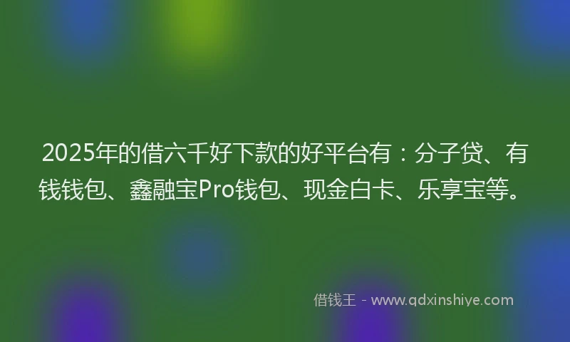 2025年的借六千好下款的好平台有：分子贷、有钱钱包、鑫融宝Pro钱包、现金白卡、乐享宝等。