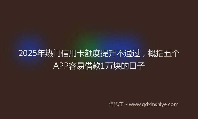 2025年热门信用卡额度提升不通过，概括五个APP容易借款1万块的口子