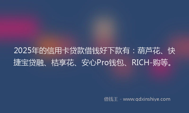 2025年的信用卡贷款借钱好下款有：葫芦花、快捷宝贷融、桔享花、安心Pro钱包、RICH-购等。