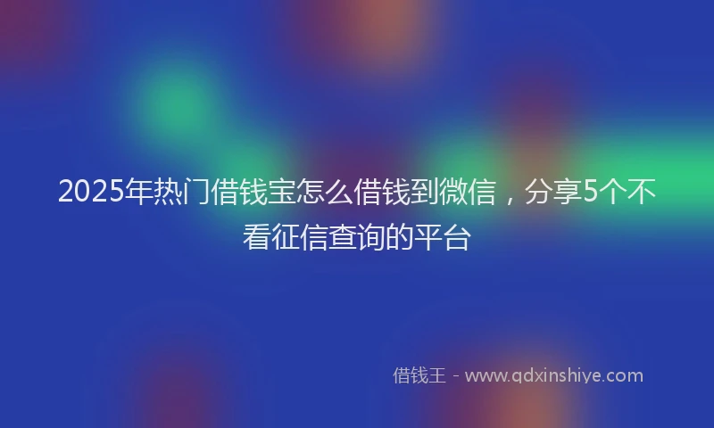 2025年热门借钱宝怎么借钱到微信，分享5个不看征信查询的平台