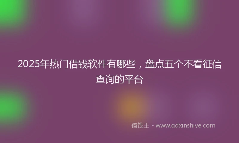 2025年热门借钱软件有哪些，盘点五个不看征信查询的平台