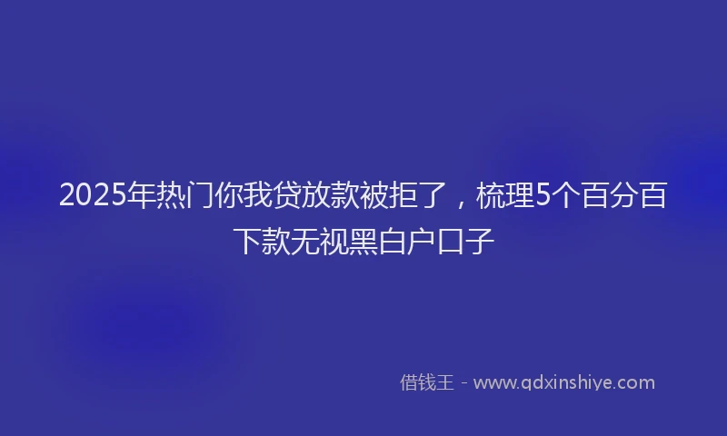 2025年热门你我贷放款被拒了，梳理5个百分百下款无视黑白户口子