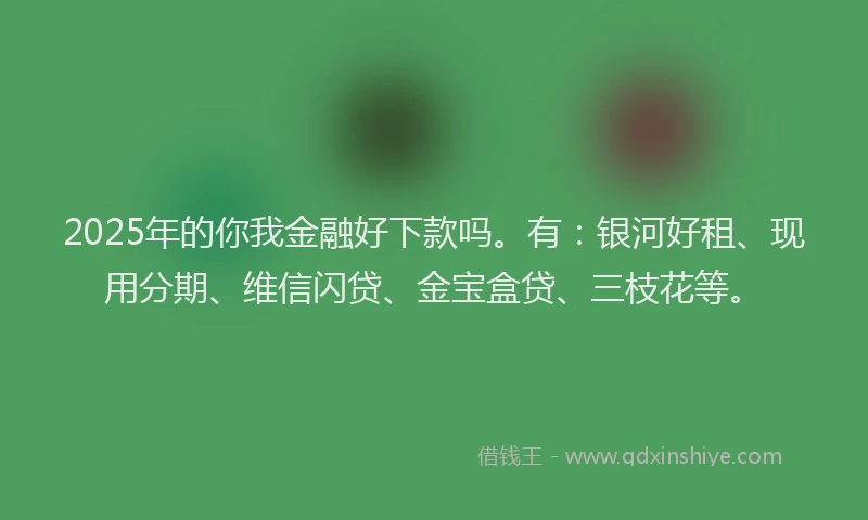 2025年的你我金融好下款吗。有：银河好租、现用分期、维信闪贷、金宝盒贷、三枝花等。