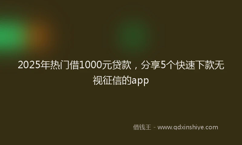2025年热门借1000元贷款，分享5个快速下款无视征信的app