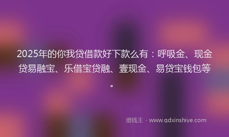 2025年的你我贷借款好下款么有：呼吸金、现金贷易融宝、乐借宝贷融、壹现金、易贷宝钱包等。