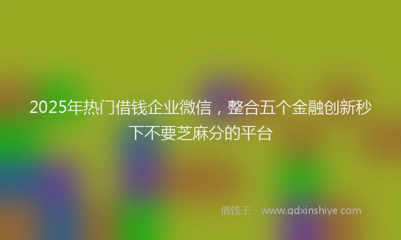 2025年热门借钱企业微信，整合五个金融创新秒下不要芝麻分的平台