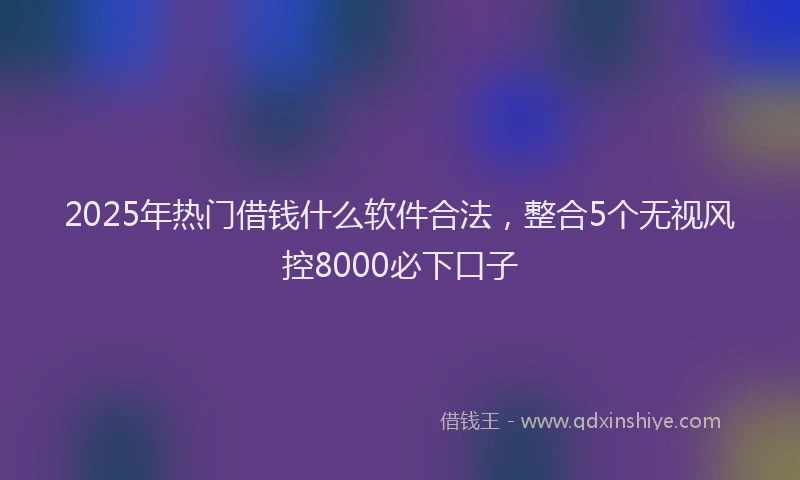 2025年热门借钱什么软件合法，整合5个无视风控8000必下口子