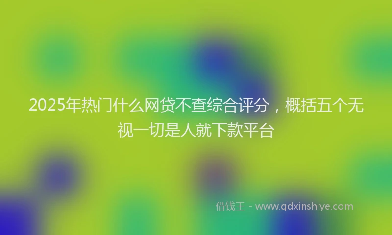 2025年热门什么网贷不查综合评分，概括五个无视一切是人就下款平台