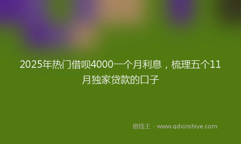 2025年热门借呗4000一个月利息，梳理五个11月独家贷款的口子