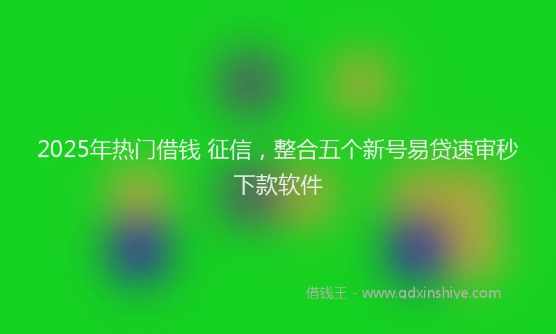 2025年热门借钱 征信，整合五个新号易贷速审秒下款软件