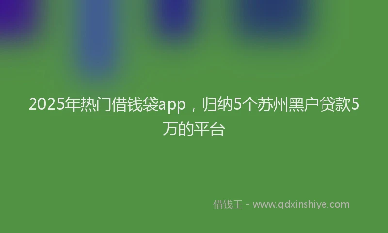 2025年热门借钱袋app，归纳5个苏州黑户贷款5万的平台