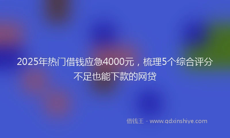 2025年热门借钱应急4000元，梳理5个综合评分不足也能下款的网贷