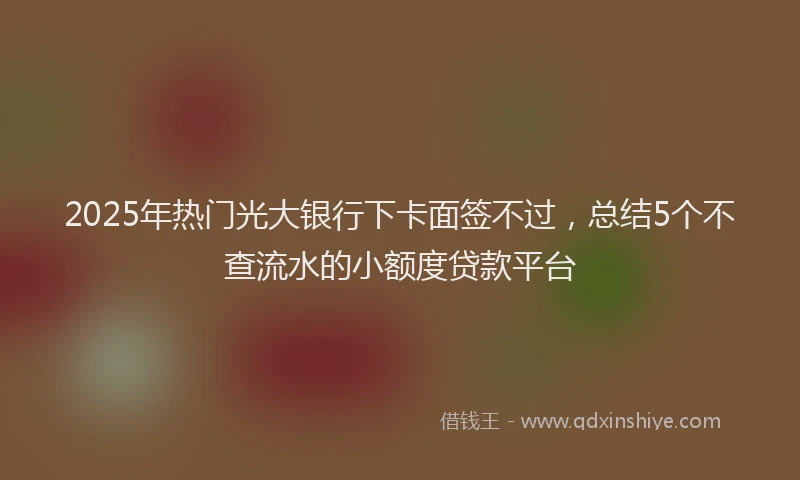 2025年热门光大银行下卡面签不过，总结5个不查流水的小额度贷款平台