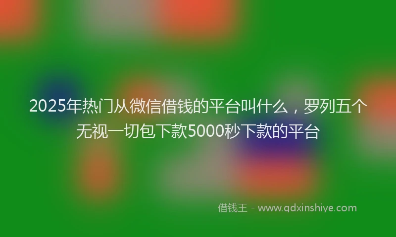 2025年热门从微信借钱的平台叫什么，罗列五个无视一切包下款5000秒下款的平台