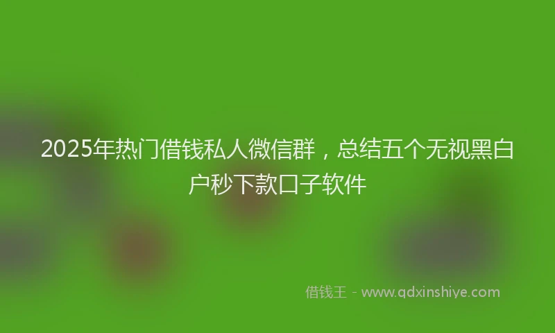 2025年热门借钱私人微信群，总结五个无视黑白户秒下款口子软件
