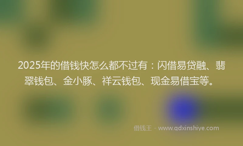 2025年的借钱快怎么都不过有：闪借易贷融、翡翠钱包、金小豚、祥云钱包、现金易借宝等。