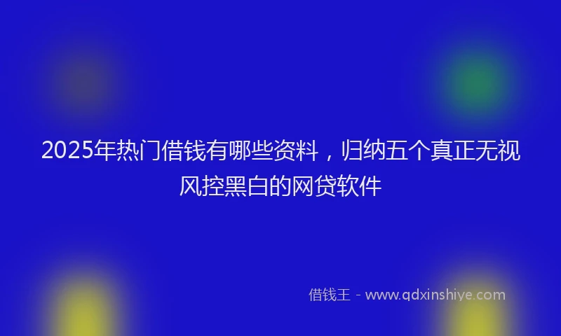 2025年热门借钱有哪些资料，归纳五个真正无视风控黑白的网贷软件
