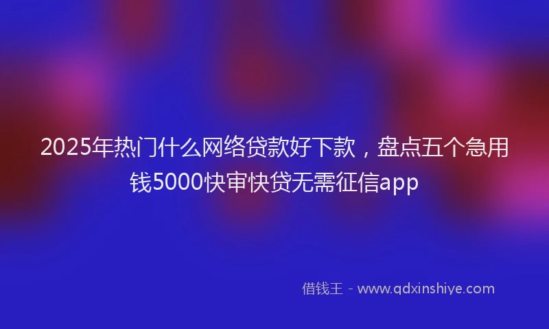2025年热门什么网络贷款好下款，盘点五个急用钱5000快审快贷无需征信app