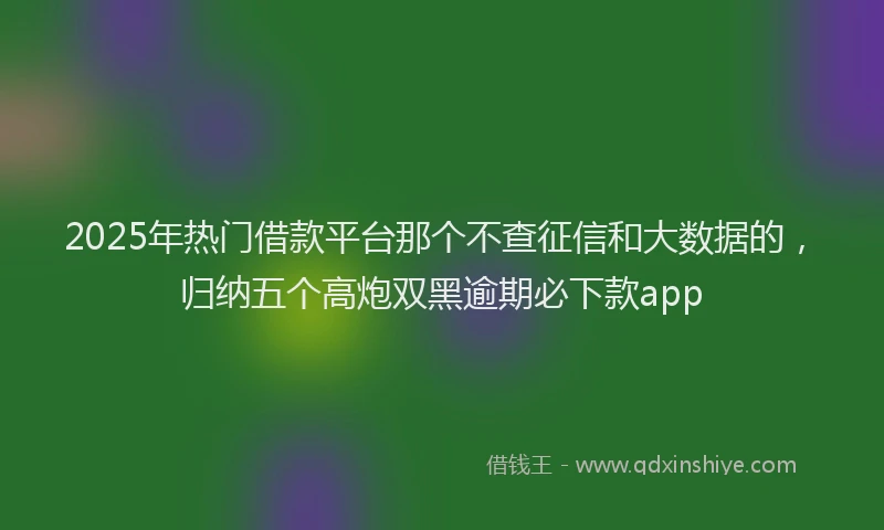 2025年热门借款平台那个不查征信和大数据的，归纳五个高炮双黑逾期必下款app