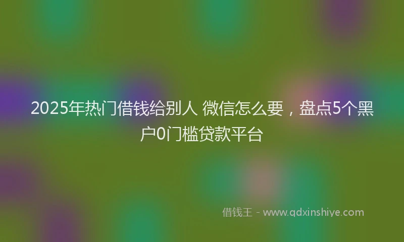 2025年热门借钱给别人 微信怎么要，盘点5个黑户0门槛贷款平台