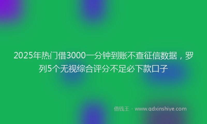 2025年热门借3000一分钟到账不查征信数据，罗列5个无视综合评分不足必下款口子