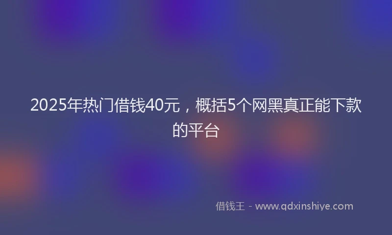 2025年热门借钱40元，概括5个网黑真正能下款的平台