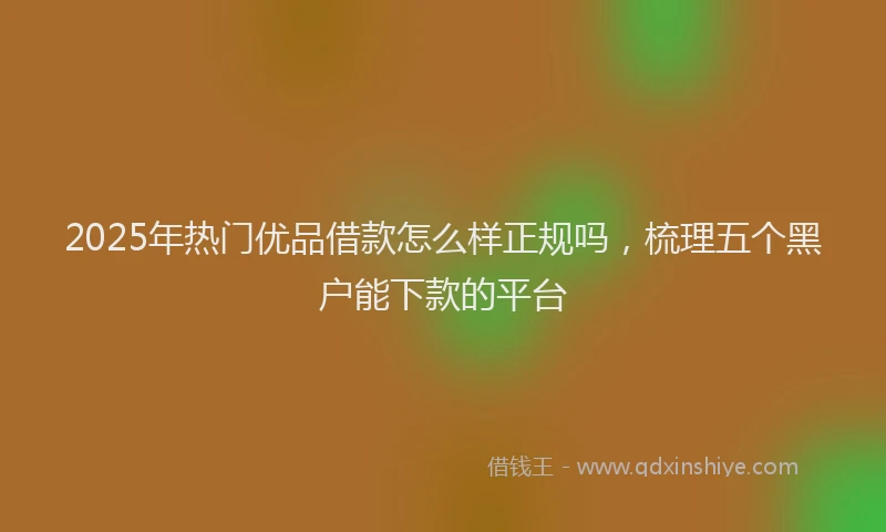 2025年热门优品借款怎么样正规吗，梳理五个黑户能下款的平台