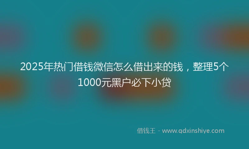 2025年热门借钱微信怎么借出来的钱，整理5个1000元黑户必下小贷