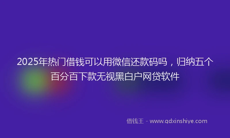 2025年热门借钱可以用微信还款码吗，归纳五个百分百下款无视黑白户网贷软件