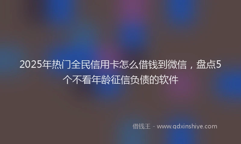 2025年热门全民信用卡怎么借钱到微信，盘点5个不看年龄征信负债的软件