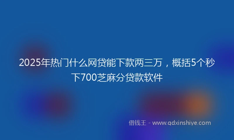 2025年热门什么网贷能下款两三万，概括5个秒下700芝麻分贷款软件