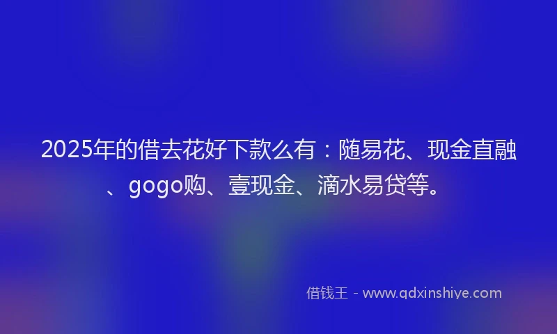 2025年的借去花好下款么有：随易花、现金直融、gogo购、壹现金、滴水易贷等。