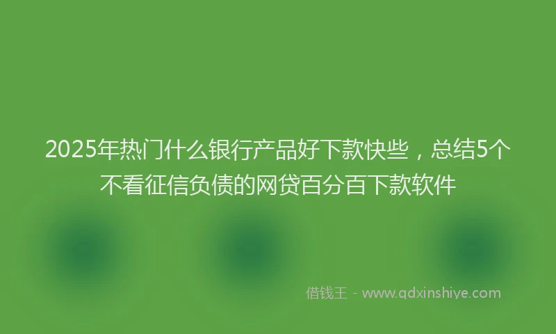2025年热门什么银行产品好下款快些，总结5个不看征信负债的网贷百分百下款软件