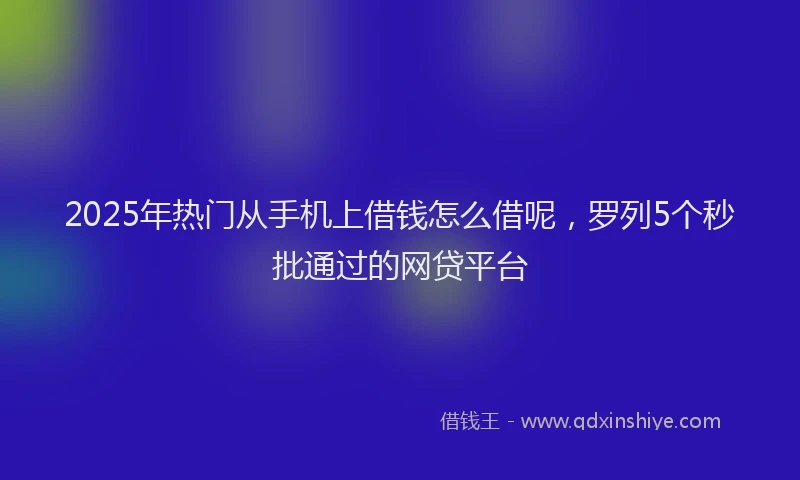 2025年热门从手机上借钱怎么借呢，罗列5个秒批通过的网贷平台