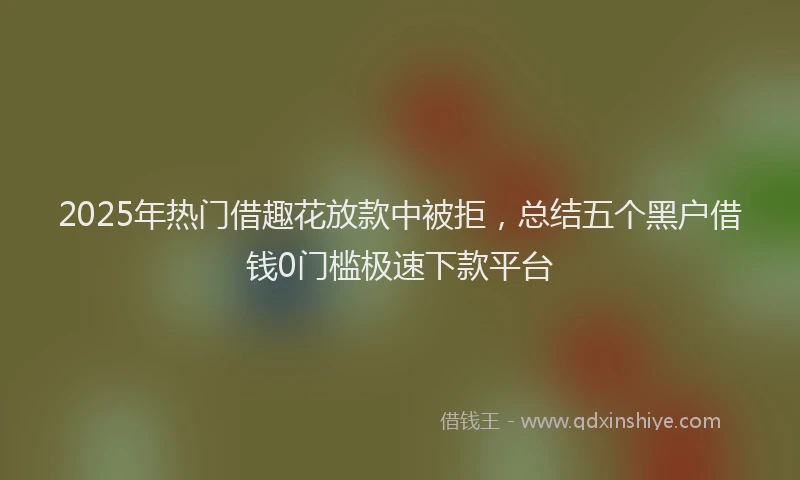 2025年热门借趣花放款中被拒，总结五个黑户借钱0门槛极速下款平台