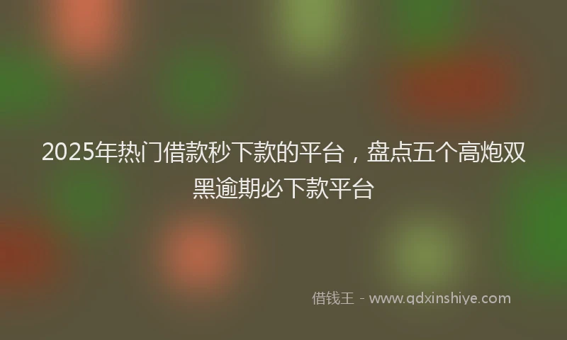 2025年热门借款秒下款的平台，盘点五个高炮双黑逾期必下款平台