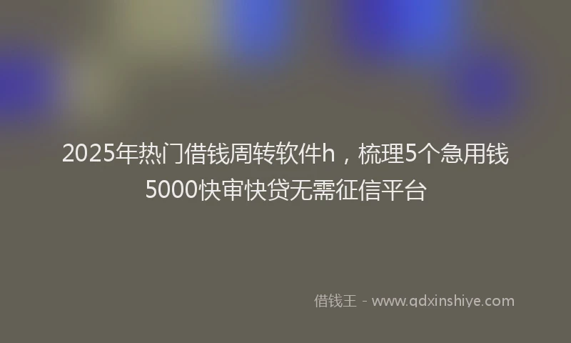 2025年热门借钱周转软件h，梳理5个急用钱5000快审快贷无需征信平台