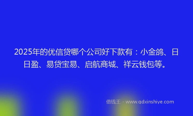 2025年的优信贷哪个公司好下款有：小金鸽、日日盈、易贷宝易、启航商城、祥云钱包等。