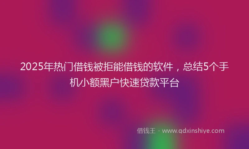 2025年热门借钱被拒能借钱的软件，总结5个手机小额黑户快速贷款平台