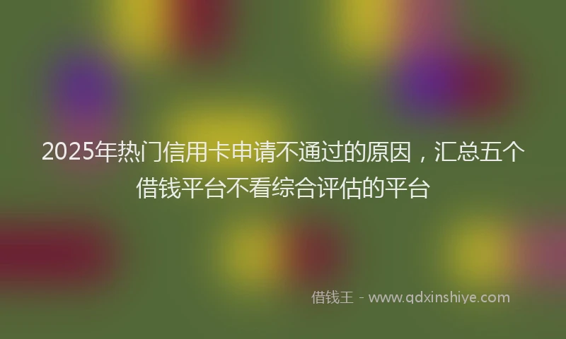2025年热门信用卡申请不通过的原因，汇总五个借钱平台不看综合评估的平台